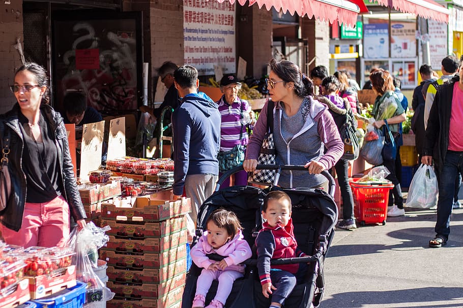 cool mom, chinatown, group of people, real people, women, street HD wallpaper