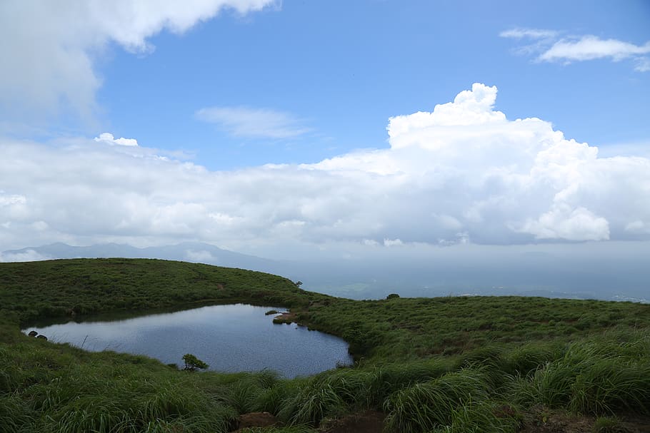 india, wayanad, chemabara peak wayanad kerala, heart lake, cloud - sky, HD wallpaper