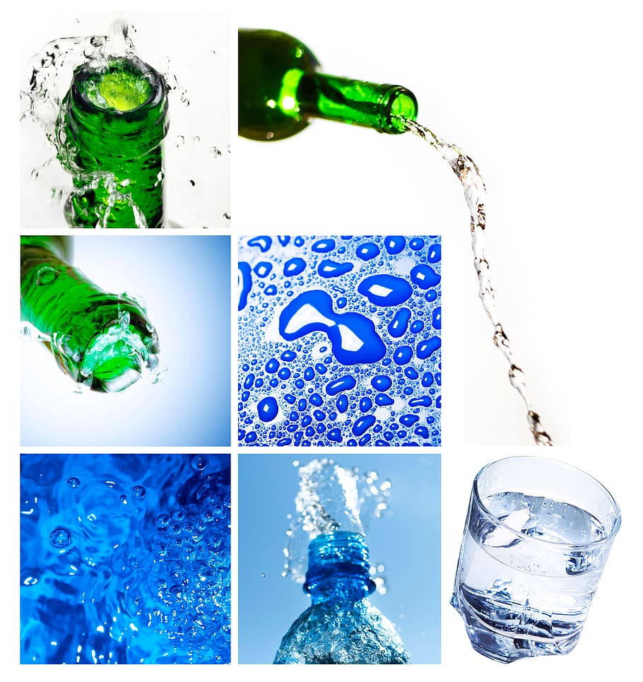 con2011, water, drops, close-up, background, bottle, drink HD wallpaper
