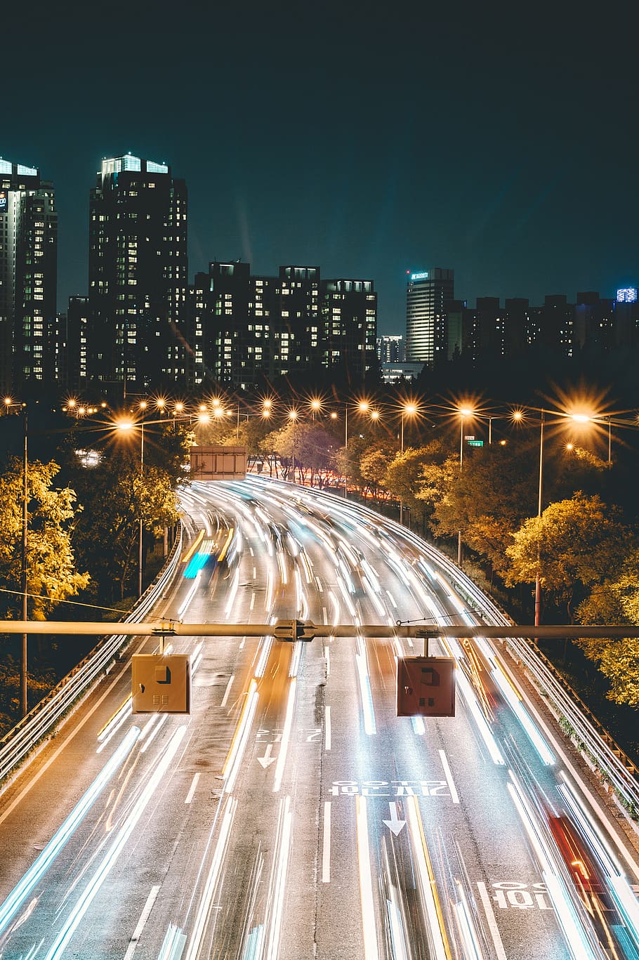 road between lamps during nighttime photo, illuminated, city HD wallpaper