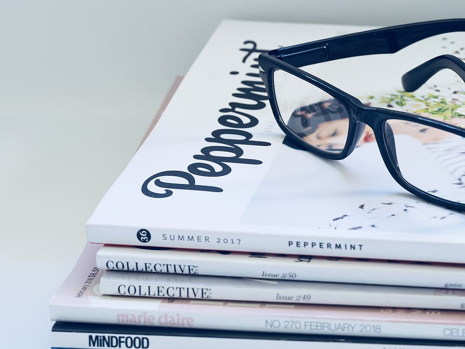 black framed eyeglasses on book, text, still life, indoors, communication HD wallpaper