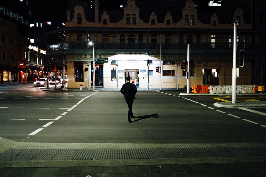 australia, perth, lonely, explore, pedestrian, man, city, street, HD wallpaper