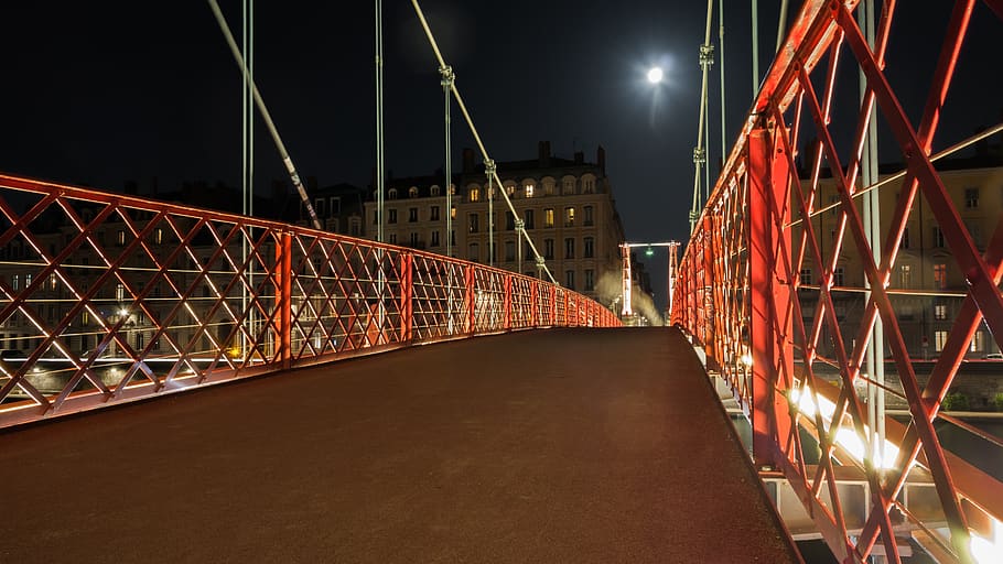 lyon, monlyon, night, nuit, onlylyon, passerelle, quai de saône HD wallpaper