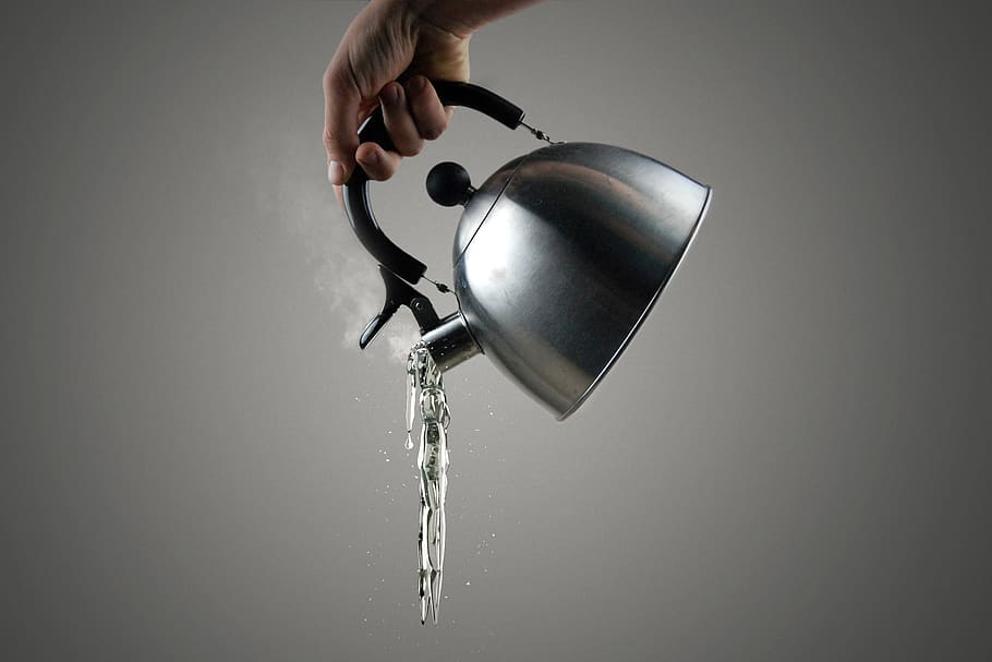 teapot, ice, steam, hand, studio, water, kitchen, liquid, human hand HD wallpaper