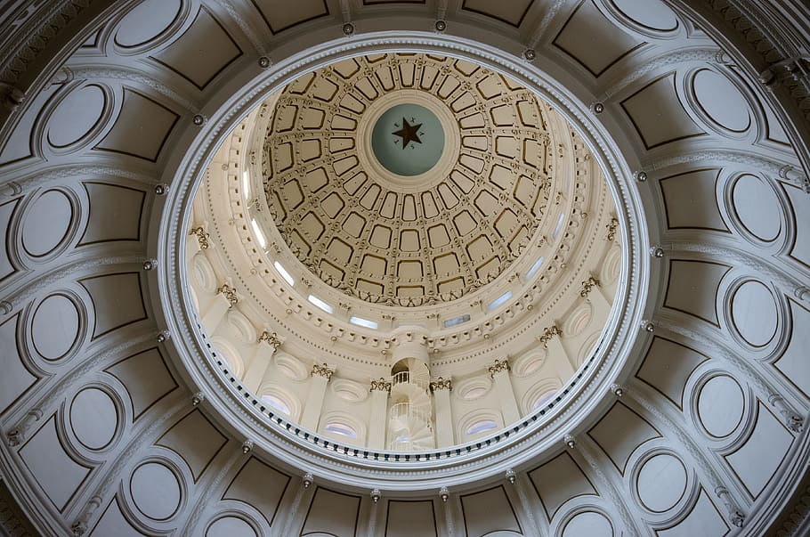 ceiling of cathedral, state capitol, dome, star, building, interior, HD wallpaper