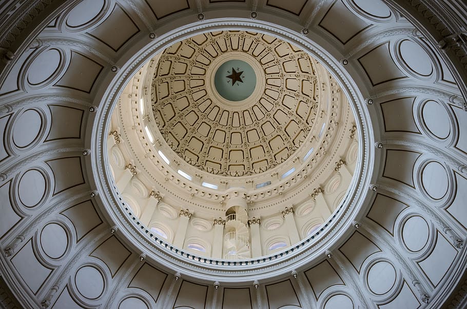 ceiling of cathedral, state capitol, dome, star, building, interior HD wallpaper