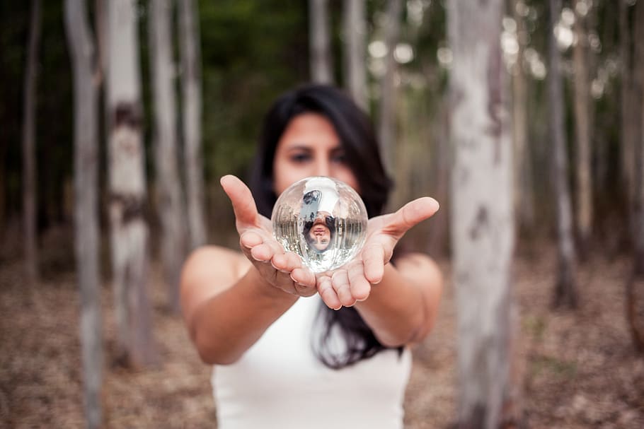 tree, forest, one person, portrait, young adult, land, focus on foreground HD wallpaper