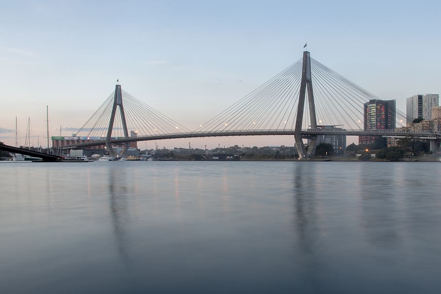 sydney, anzac, bridge, summer, sky, water, harbour, evening HD wallpaper