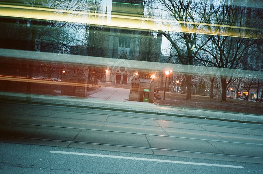 toronto, canada, light, transit, church, street, blur, movement HD wallpaper