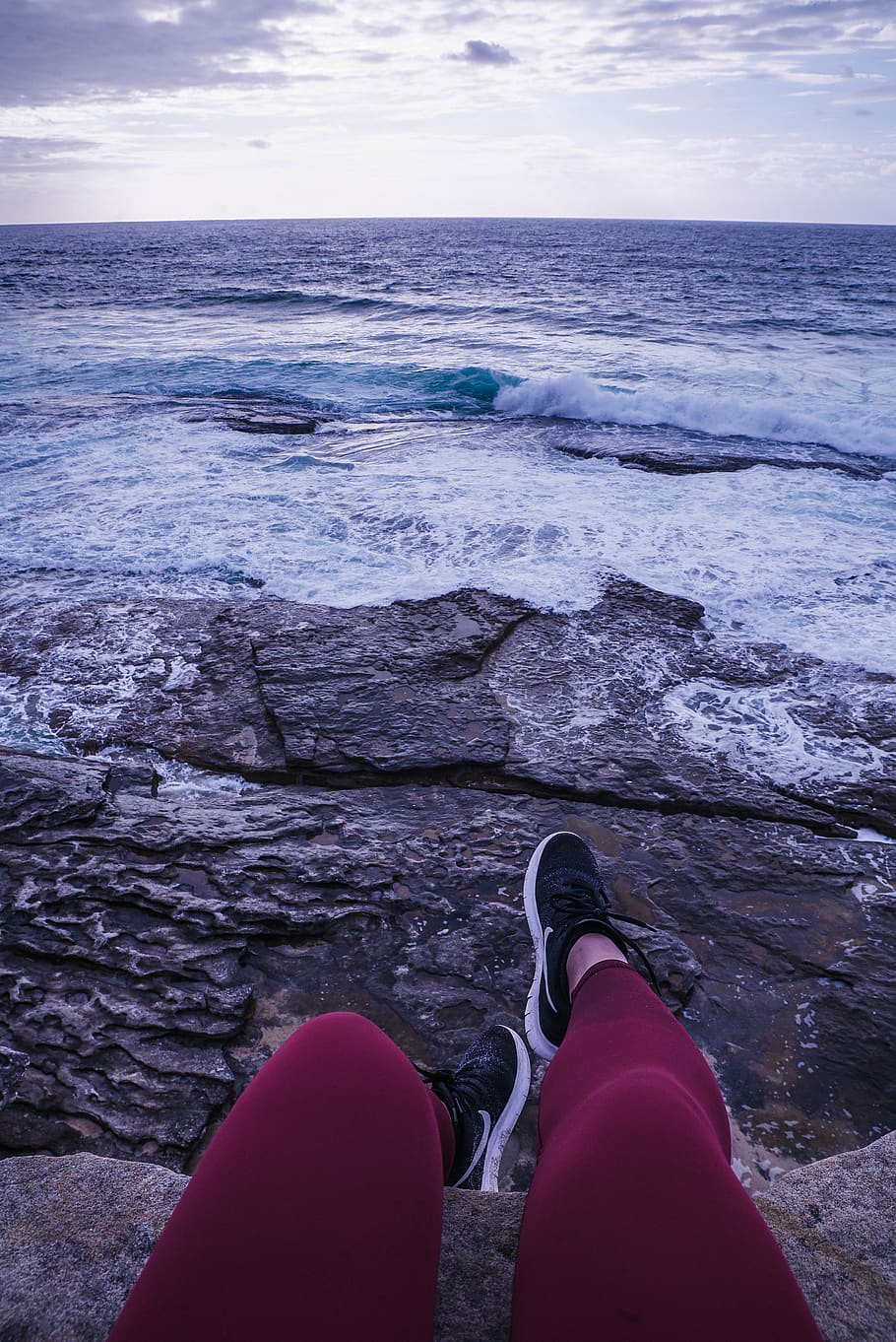 Female person wearing a Pair of Red Pants and Black Shoes, beach HD wallpaper