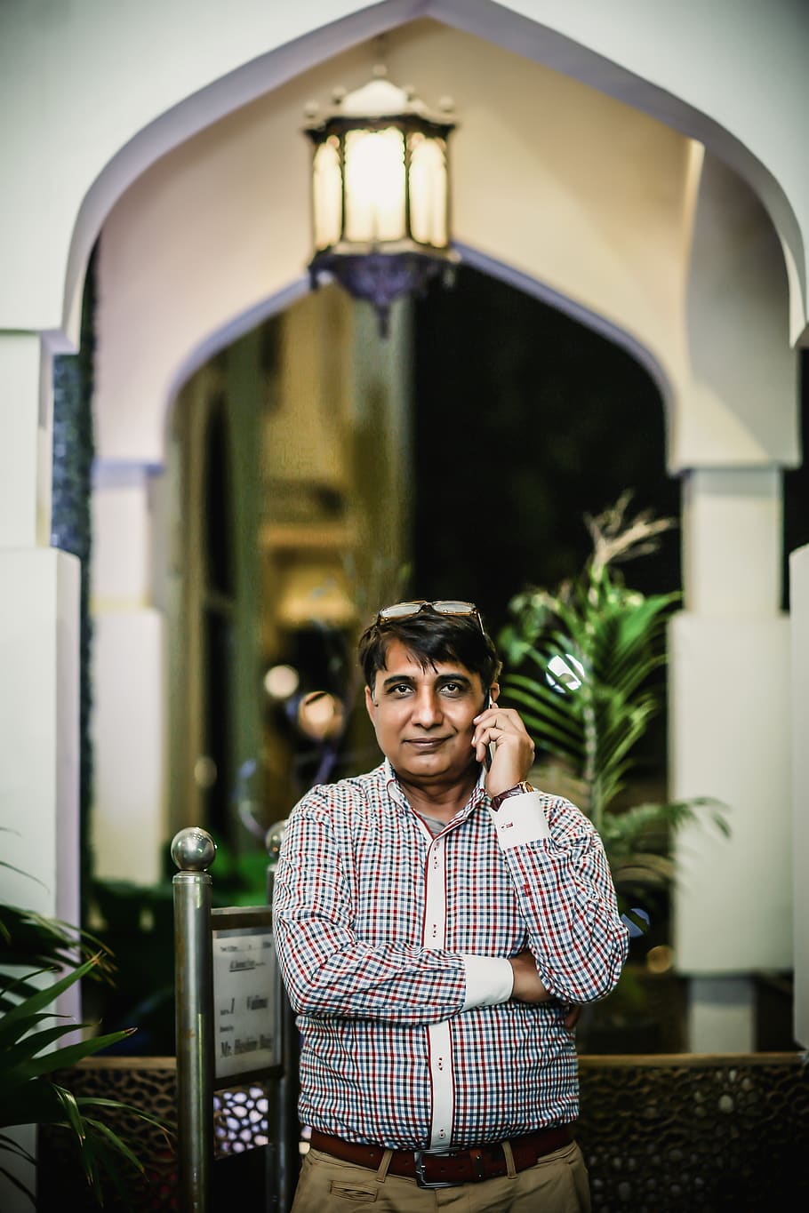Man Standing While Talking on Phone, one person, real people HD wallpaper