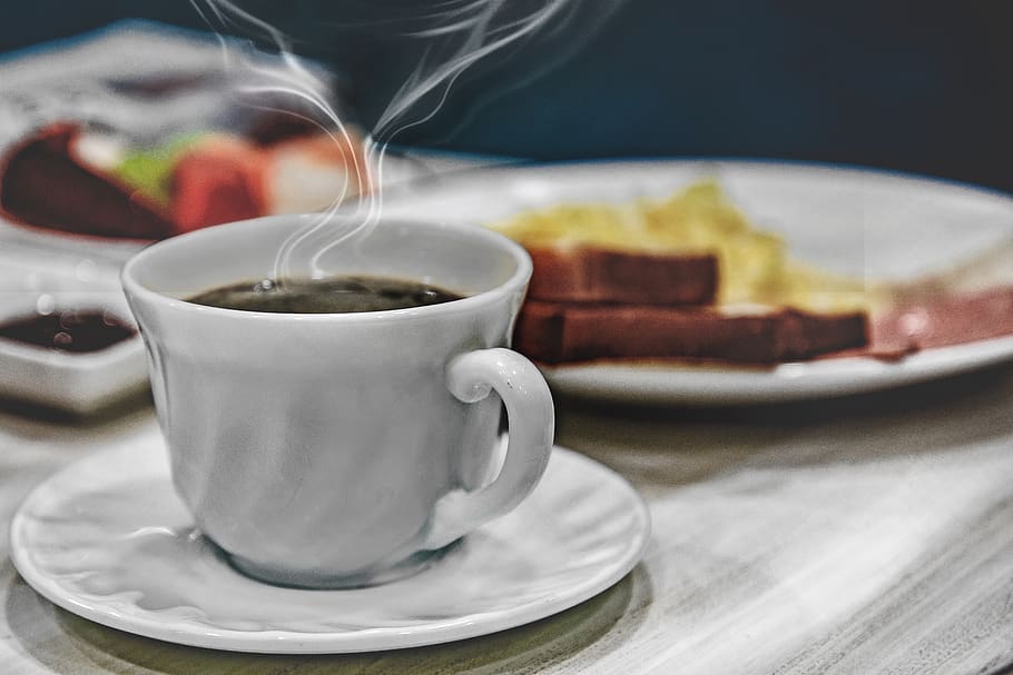 breakfast, coffee, cup, table, caffeine, restaurant, brown HD wallpaper