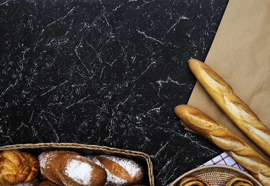 food, desktop, bakery, bread, aerial view, baguette, baked HD wallpaper