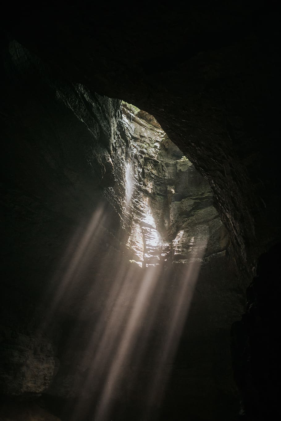 low-angle photo of gray concrete cavbe, light, rock, cave, explore HD wallpaper