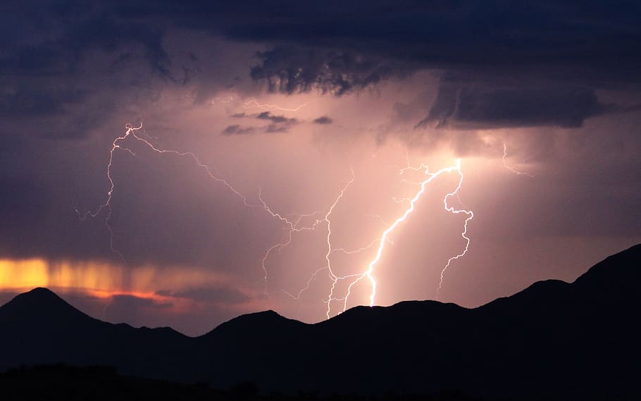 lightning, weather, storm, thunderstorm, nature, dark, clouds HD wallpaper