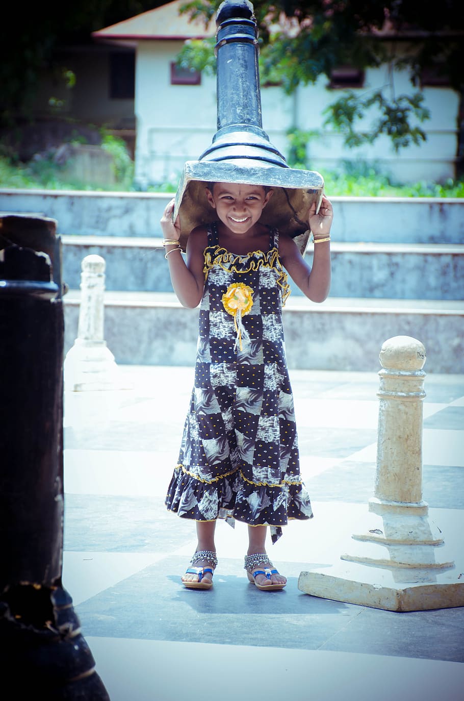 Photo of Girl Carrying Giant Chess, child, cute, daylight, dress HD wallpaper
