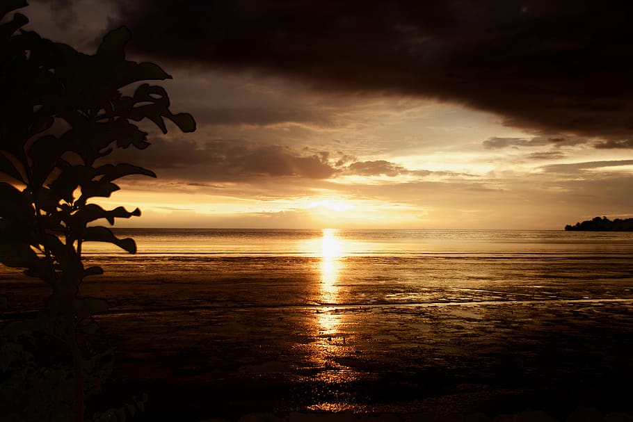 beach, sun, sunset, sea, ocean, cloud, summer, asia, tropic HD wallpaper