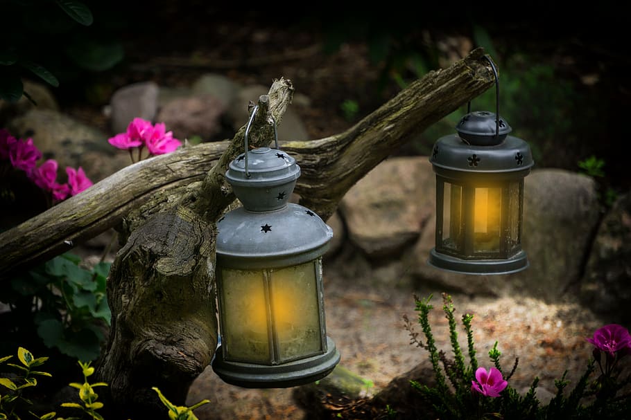 lanterns, light, lamp, design, mood, lighting, dark, evening HD wallpaper