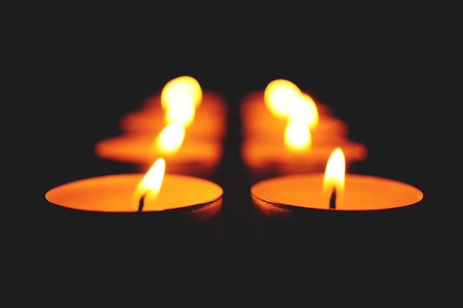 dark, candle, light, fire, night, blur, flame, burning, heat - temperature HD wallpaper