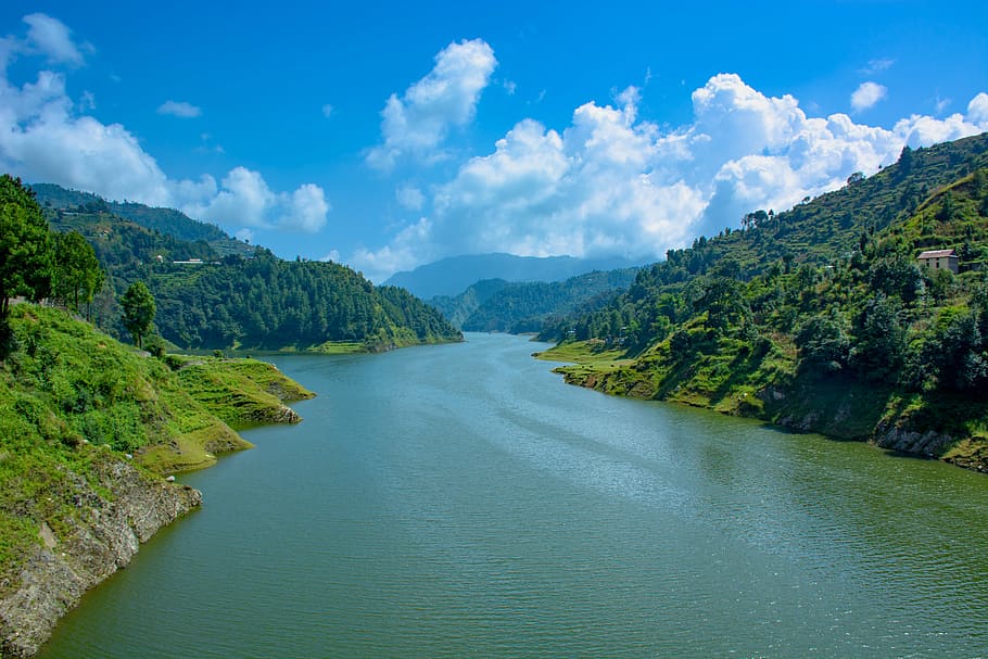 nepal, kulekhani, landscape, sky, hill, river, scenics - nature, HD wallpaper