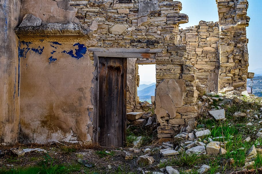 ruins, house, damaged, weathered, ruined, abandoned, stone HD wallpaper