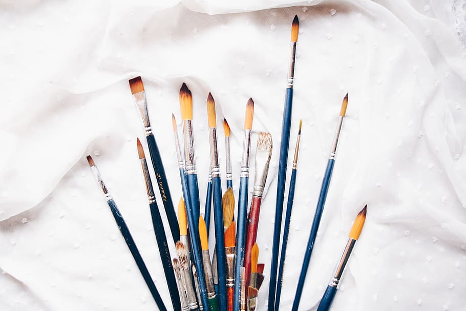 assorted-colored paint brush, choice, large group of objects HD wallpaper