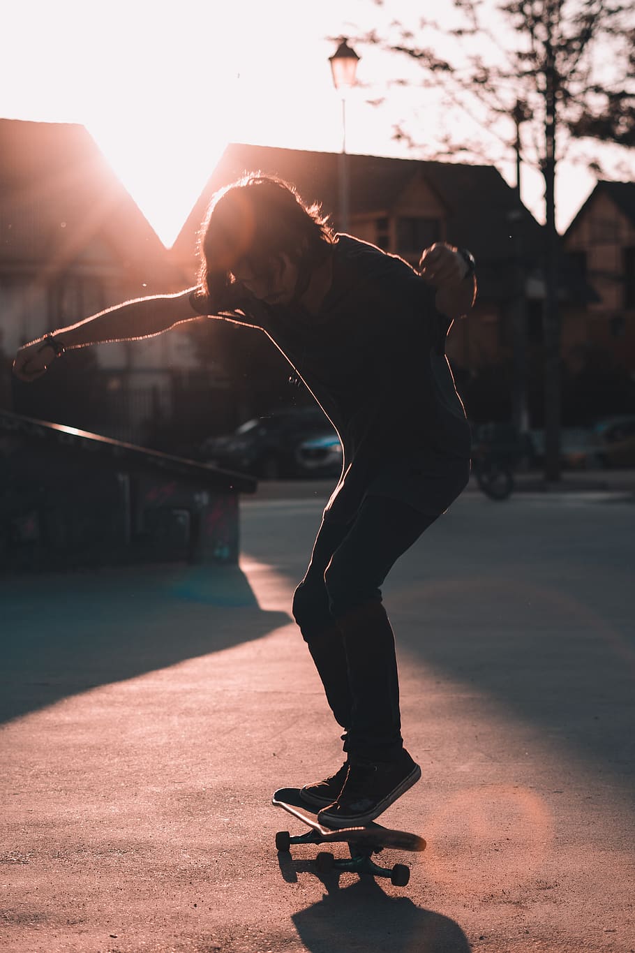 man skateboarding on pavement, one person, sunlight, skill, full length HD wallpaper