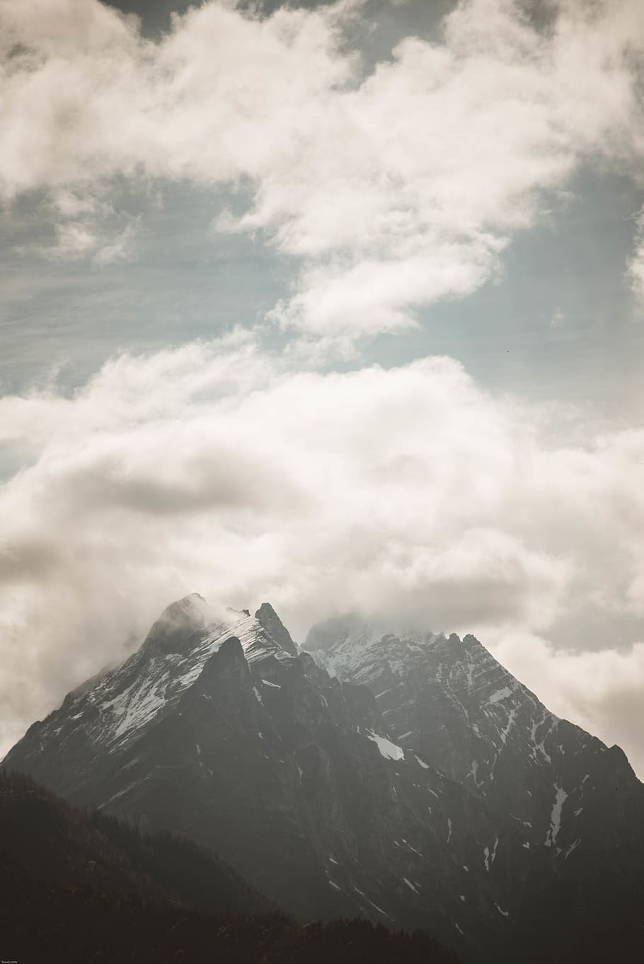 Foggy Mountain, clouds, cloudy, cold, daylight, high, ice, landscape HD wallpaper