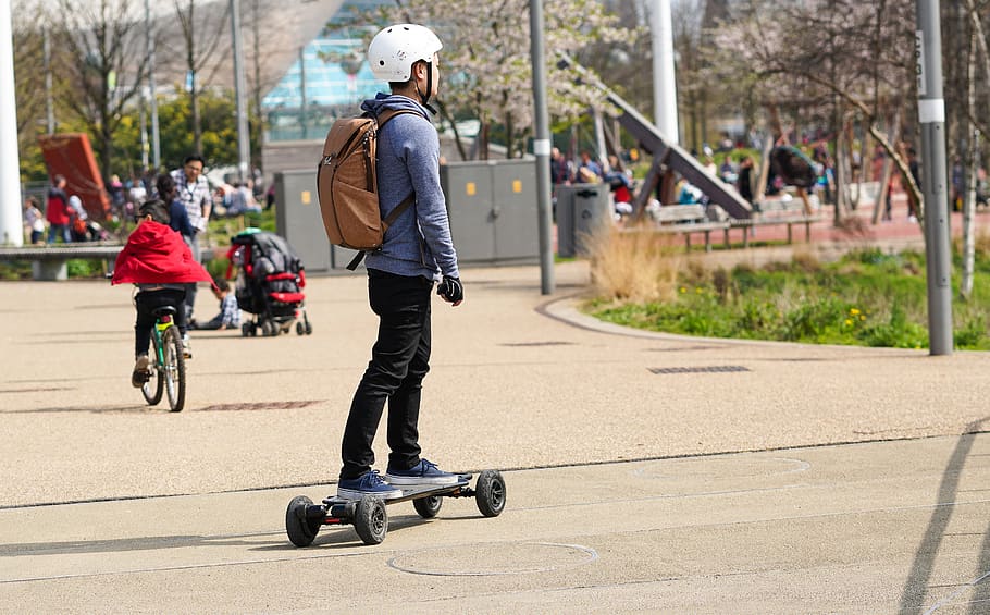 man riding skate on road during daytime, skateboard, human, person, HD wallpaper