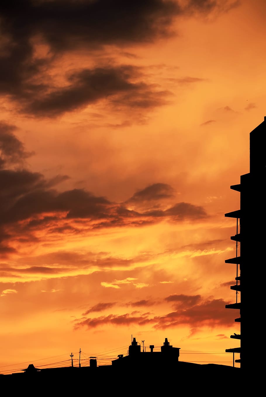 sky, clouds, golden, structure, silhouette, skies, sunset, cloud - sky HD wallpaper
