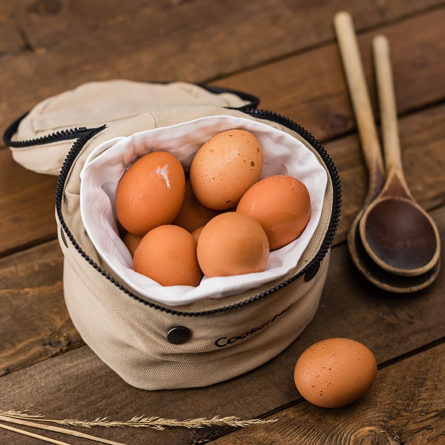Beige Egg Inside a White Bag, cholesterol, egg yolk, eggs, eggshell HD wallpaper