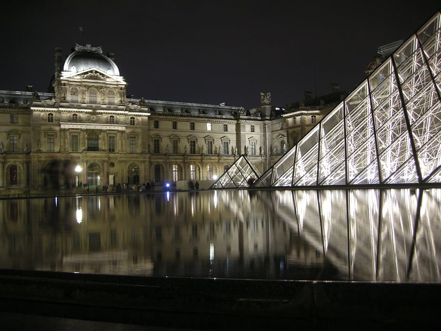 light, architecture, night, cityscape, evening, reflection HD wallpaper