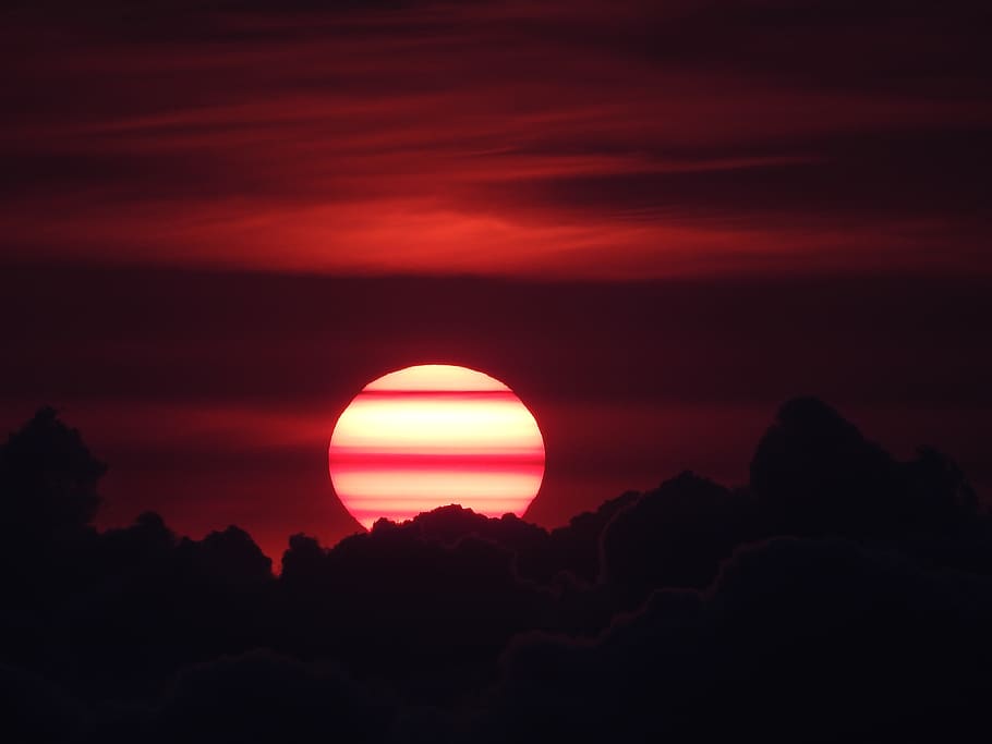sun, twilight, clouds, sky, landscape, sea, night, romantic HD wallpaper