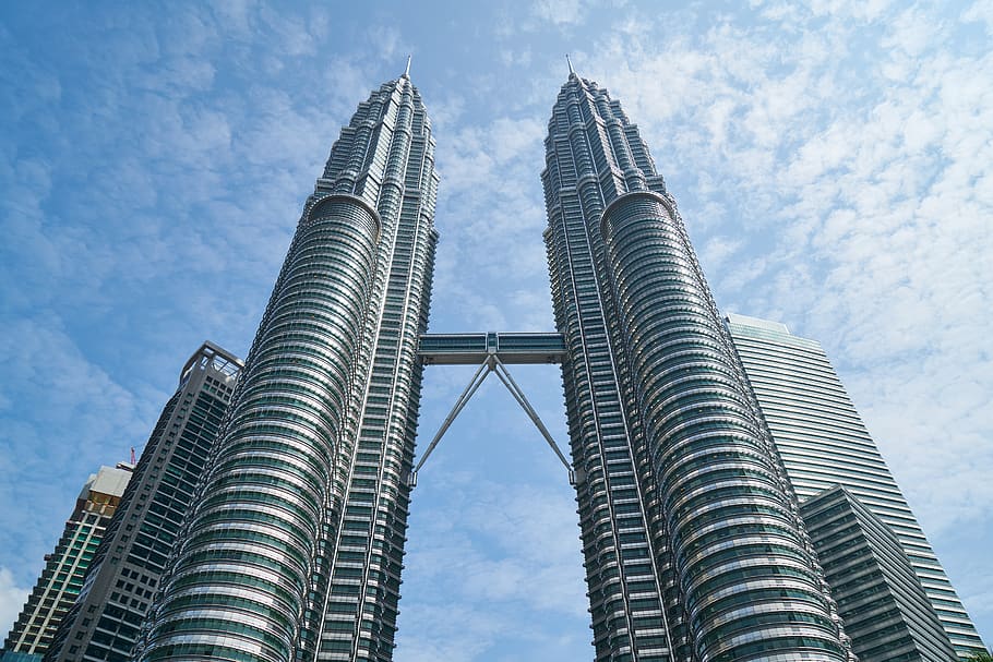 Petronas Tower, Malaysia, architecture, asia, beautiful, blue, HD wallpaper