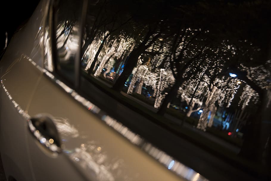 car, light, night life, reflection, vehicle, transportation HD wallpaper
