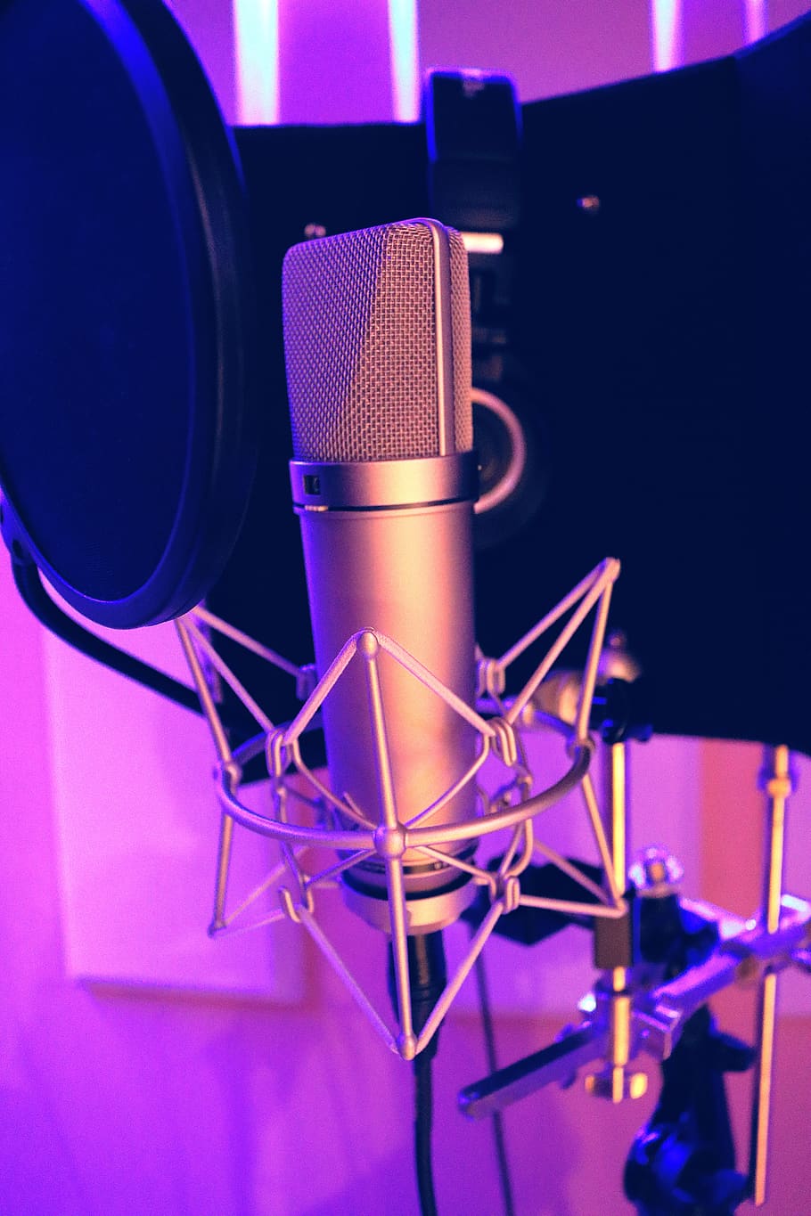 Silver Recording Microphone, blur, close-up, console, electronic, HD wallpaper