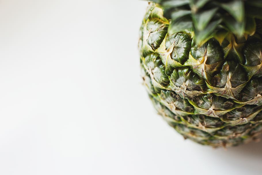 Green Pineapple, close-up, food, fruit, tropical fruit, copy space HD wallpaper