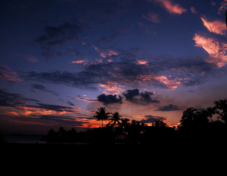 singapore, sentosa, colours, evening, dusk, sunset, clouds, HD wallpaper