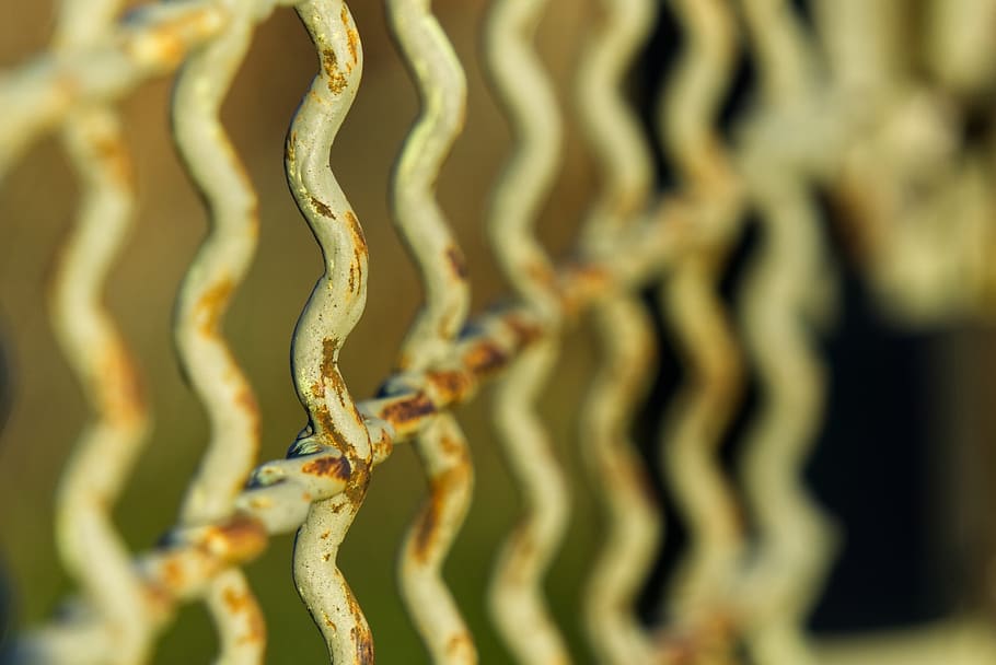 fence, grid, goal, shut off, barrier, fenced, fencing, rust HD wallpaper