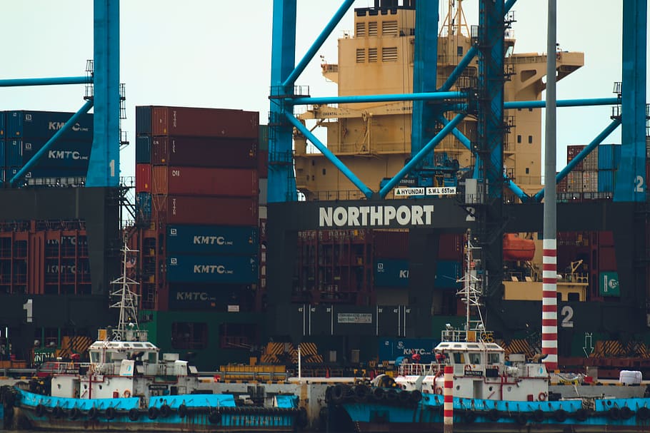 boat, sea, beach, cargo, ship, harbor, architecture, transportation HD wallpaper