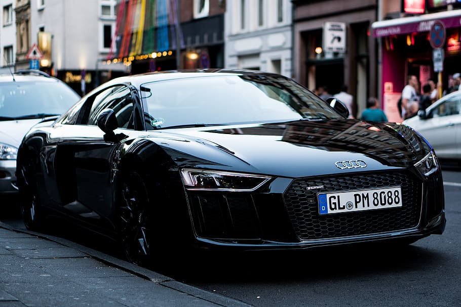 black Audi car, motor vehicle, mode of transportation, land vehicle HD wallpaper