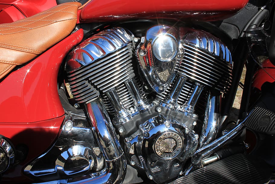 motorcycle, chrome, cylinder, shiny, mode of transportation HD wallpaper