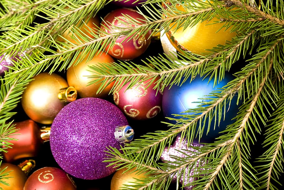 background, ball, bauble, branch, bright, celebration, christmas HD wallpaper