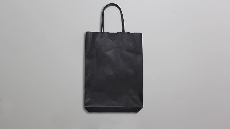 bag, black, white, object, minimal, studio shot, copy space HD wallpaper