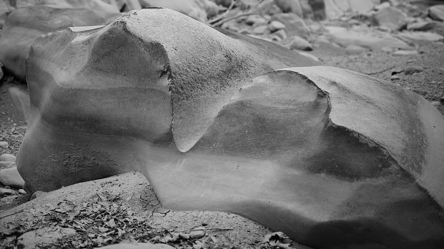 stone, black and white, land, no people, solid, nature, close-up HD wallpaper
