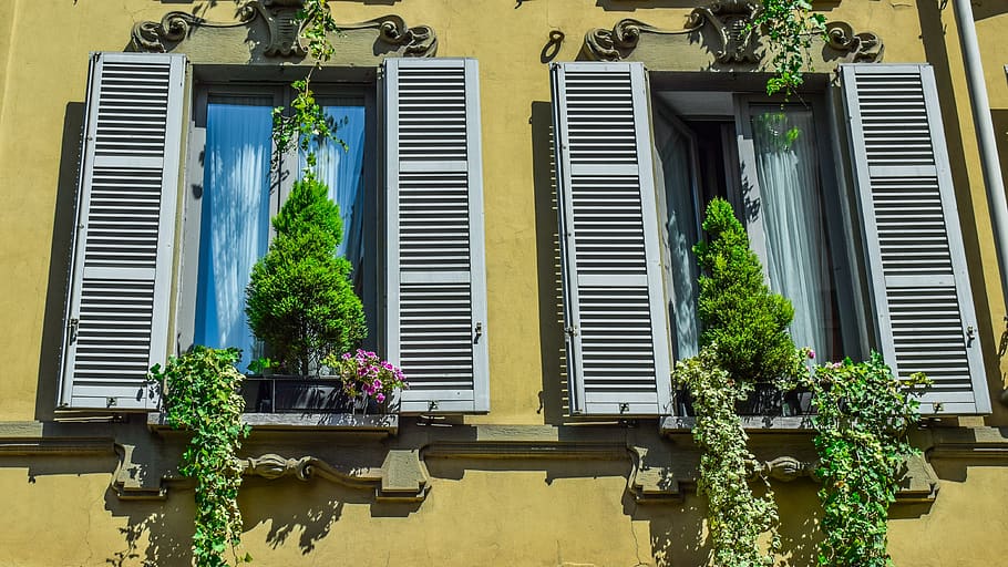 windows, old, architecture, building, wall, vintage, milano HD wallpaper