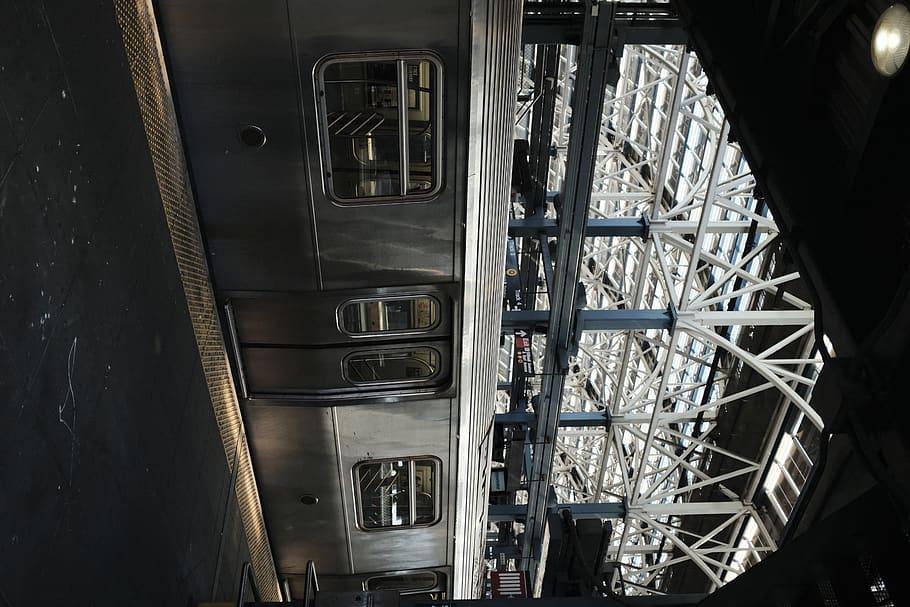 gray train, vehicle, transportation, building, bridge, caravan HD wallpaper