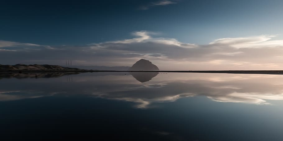 open ocean reflecting white clouds, reflection, sky, water, cloud - sky HD wallpaper