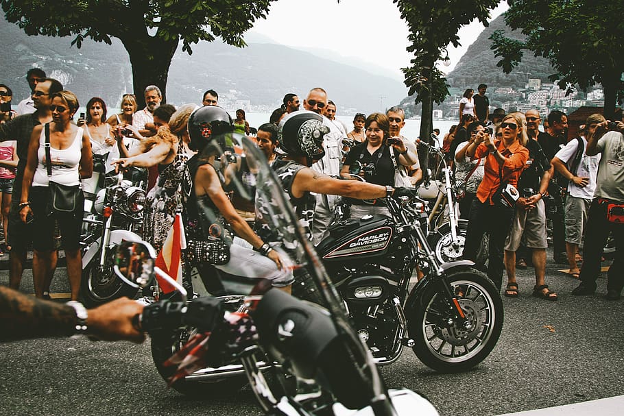 Photo of Two Persons Riding Motorcycle, asphalt, audience, blur HD wallpaper