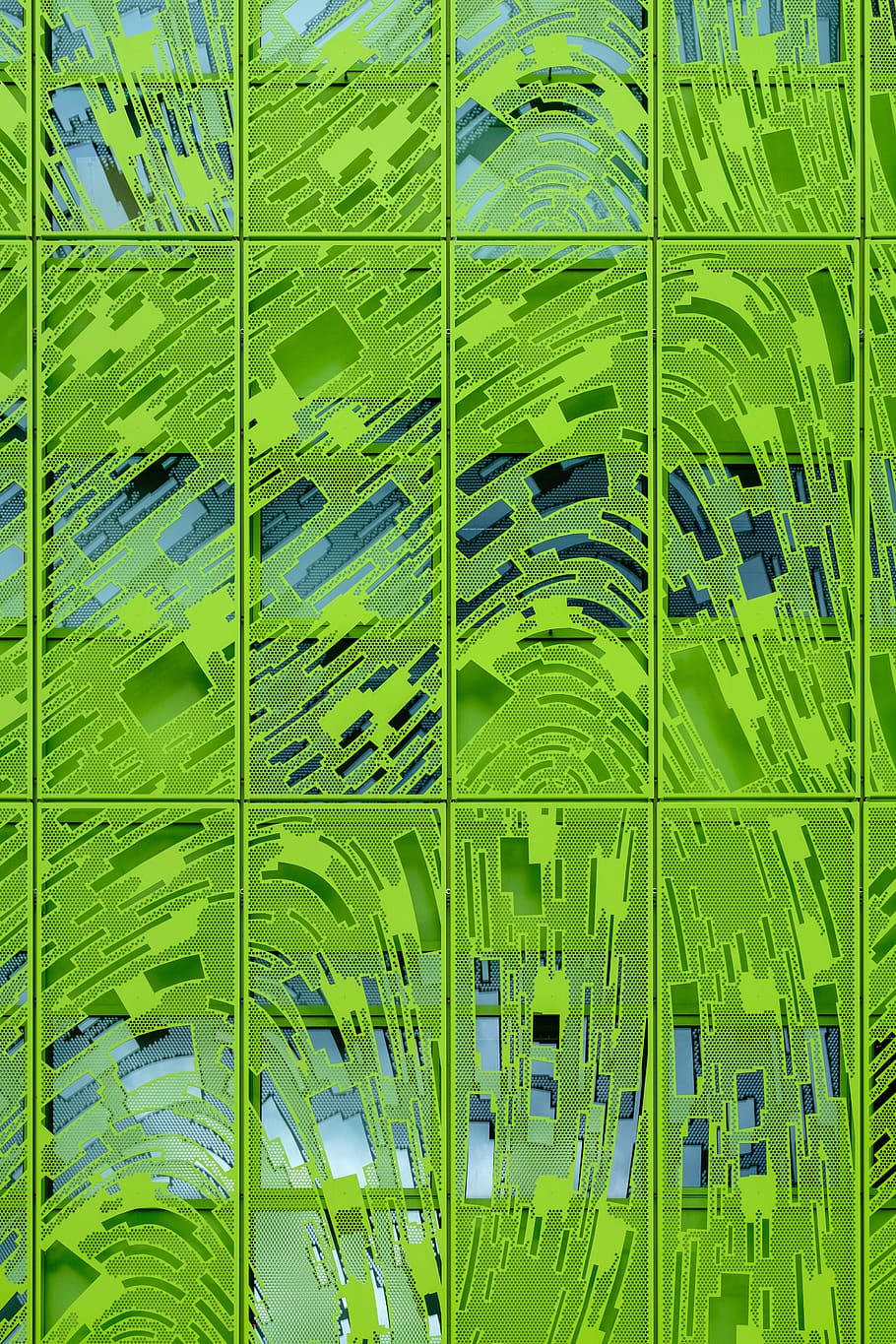 green tiled surface, france, lyon, plant, art, pattern, vegetation HD wallpaper